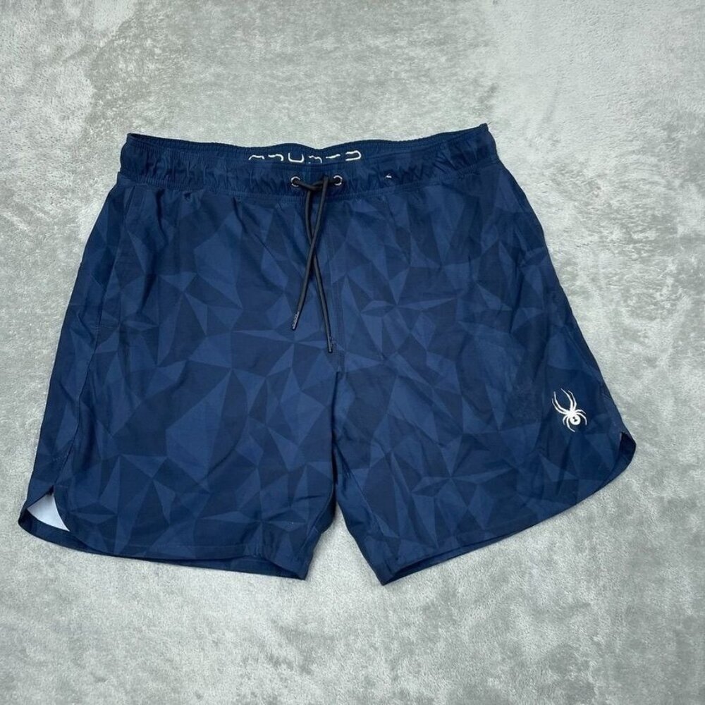 Spyder Mens Swim Shorts Navy Blue L/G Polyester Spandex Quick-Dry a1115